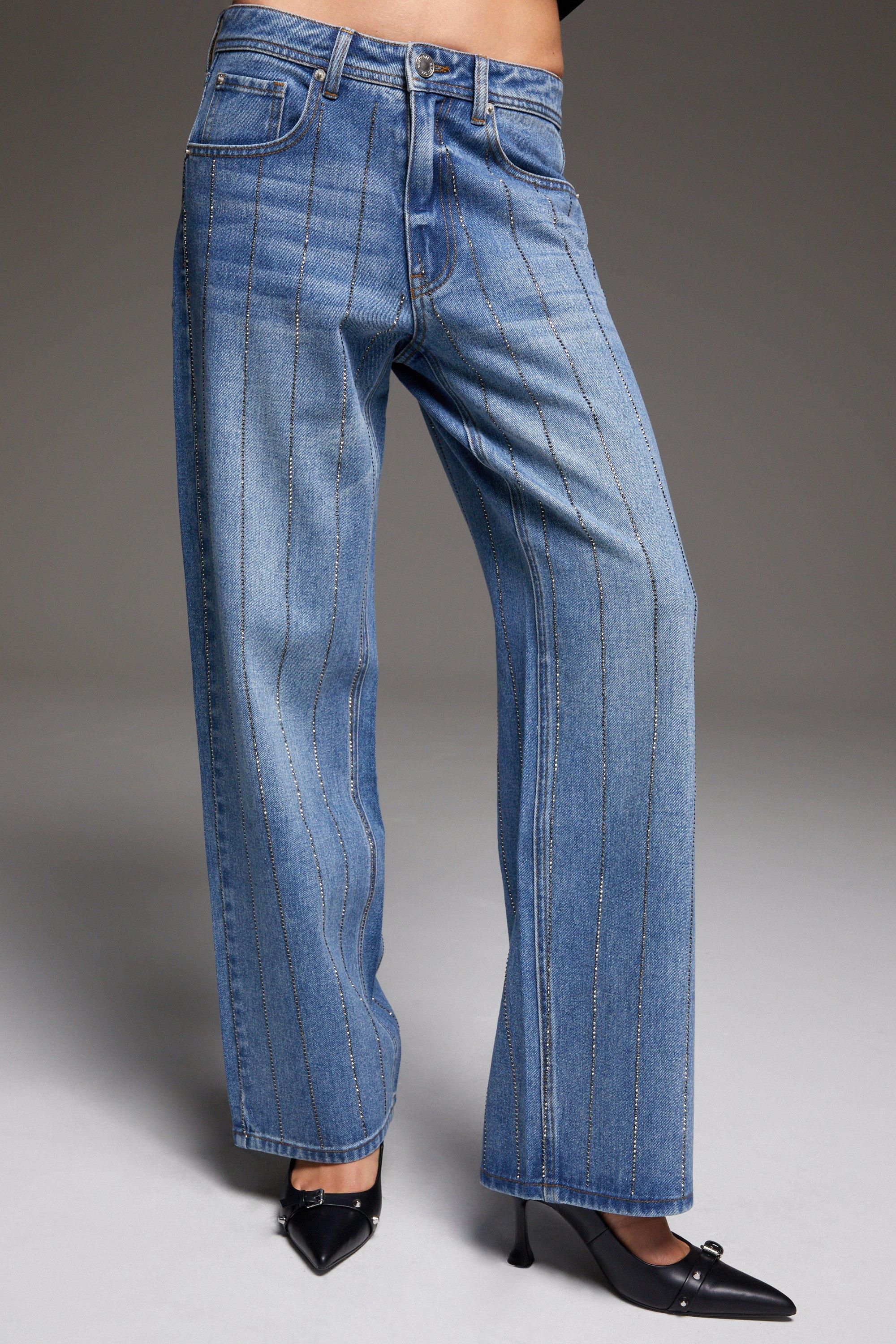 Pinstripe store jeans womens